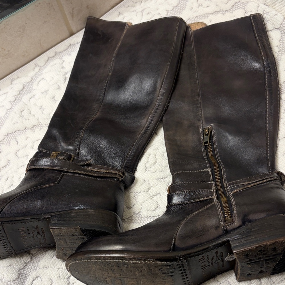 BED|STU Black Leather Ankle Boots